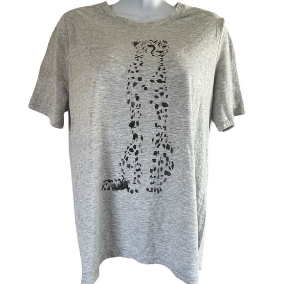 Banana Republic Tops - Banana Republic Short Sleeve Tshirt Heathered Gray with Leopard Size Large